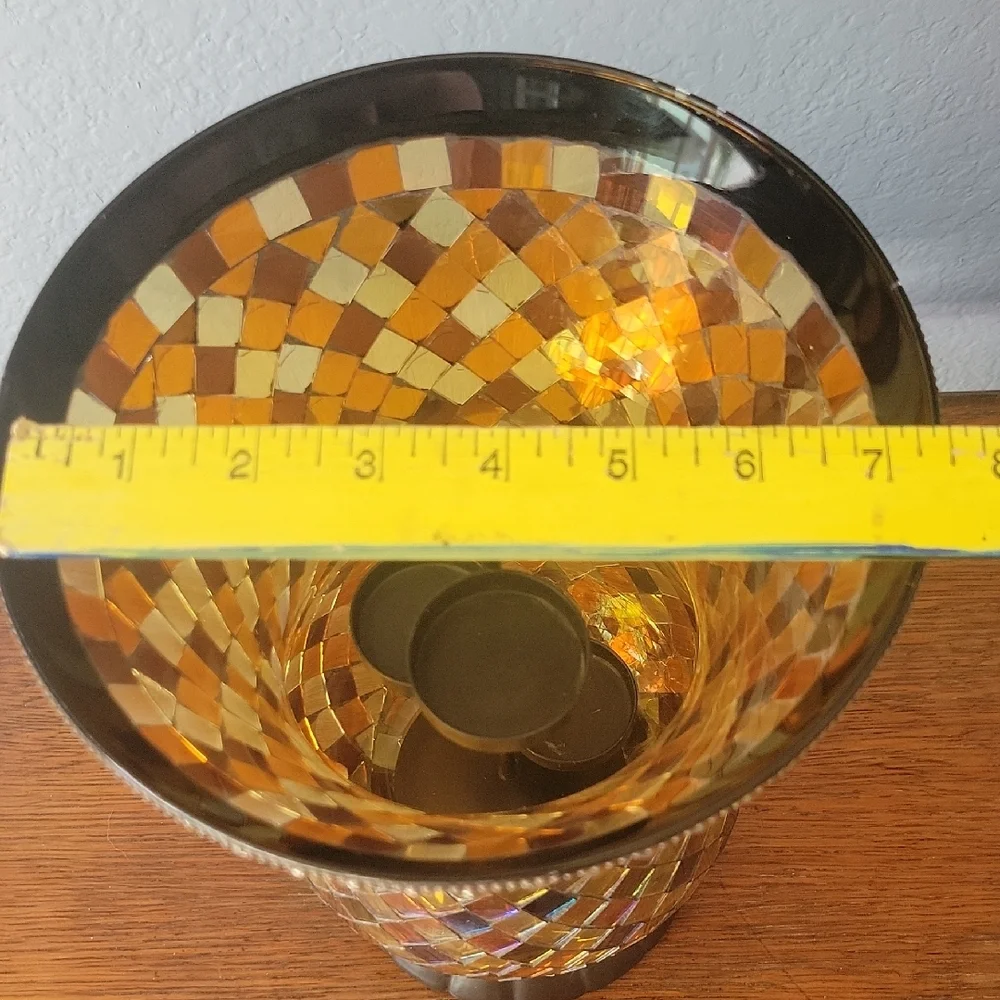 PARTYLITE Global Fusion 12" Hurricane Mosaic Stained Glass Candle Holder - Picture 5 of 12